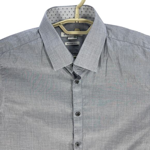 Jill Stuart Button Up Shirt Men XL Blue Short Sleeves Slim Minimalist Preppy - Picture 2 of 6
